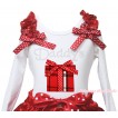 White Tank Top Red Sequins Ruffles Minnie Dots Bow & Rhinestone Daddy's Red White Checked Gift Box Print TB1401